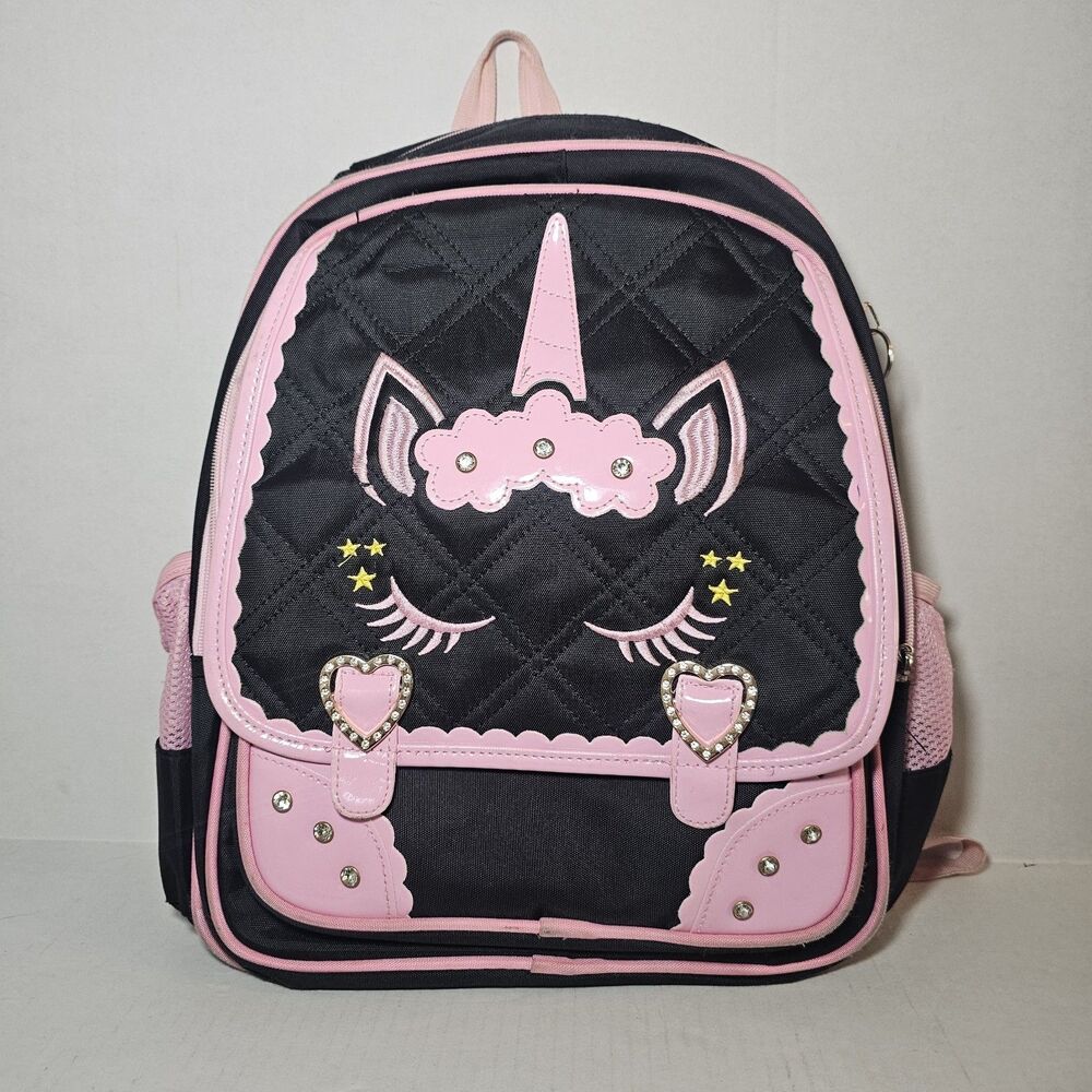Moonmo Cute Unicorn Face Diamond Sequins Waterproof Princess School Backpack